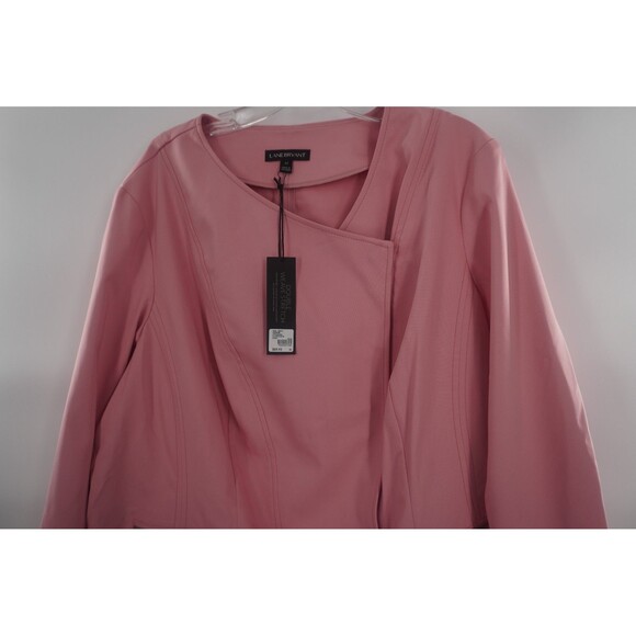 Lane Bryant Women Pink Moto Blazer Ruffled Peplum Jacket with Zippers NWT Sz 22 - Picture 9 of 11